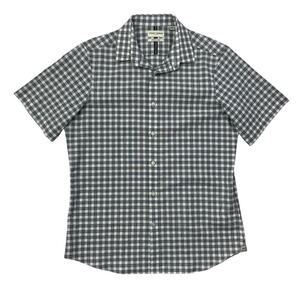 Crosby & Howard Shirt Mens L Gray White Stretch Fabric Gingham Check Button Up